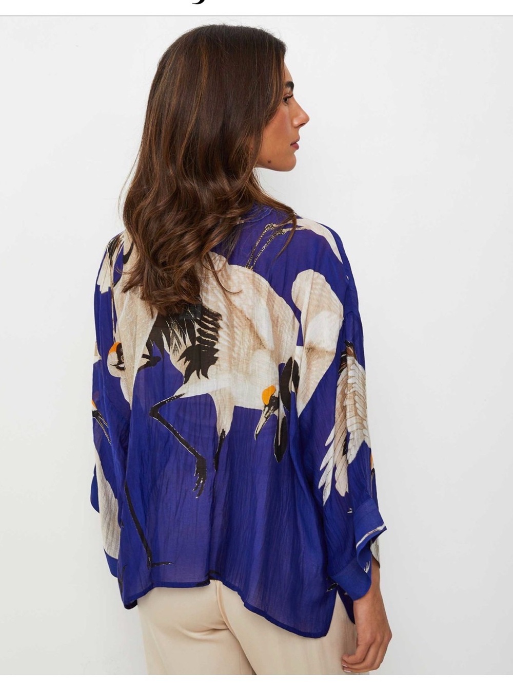One Hundred Stars Stork Royal Blue Kimono - Picture 3 of 3